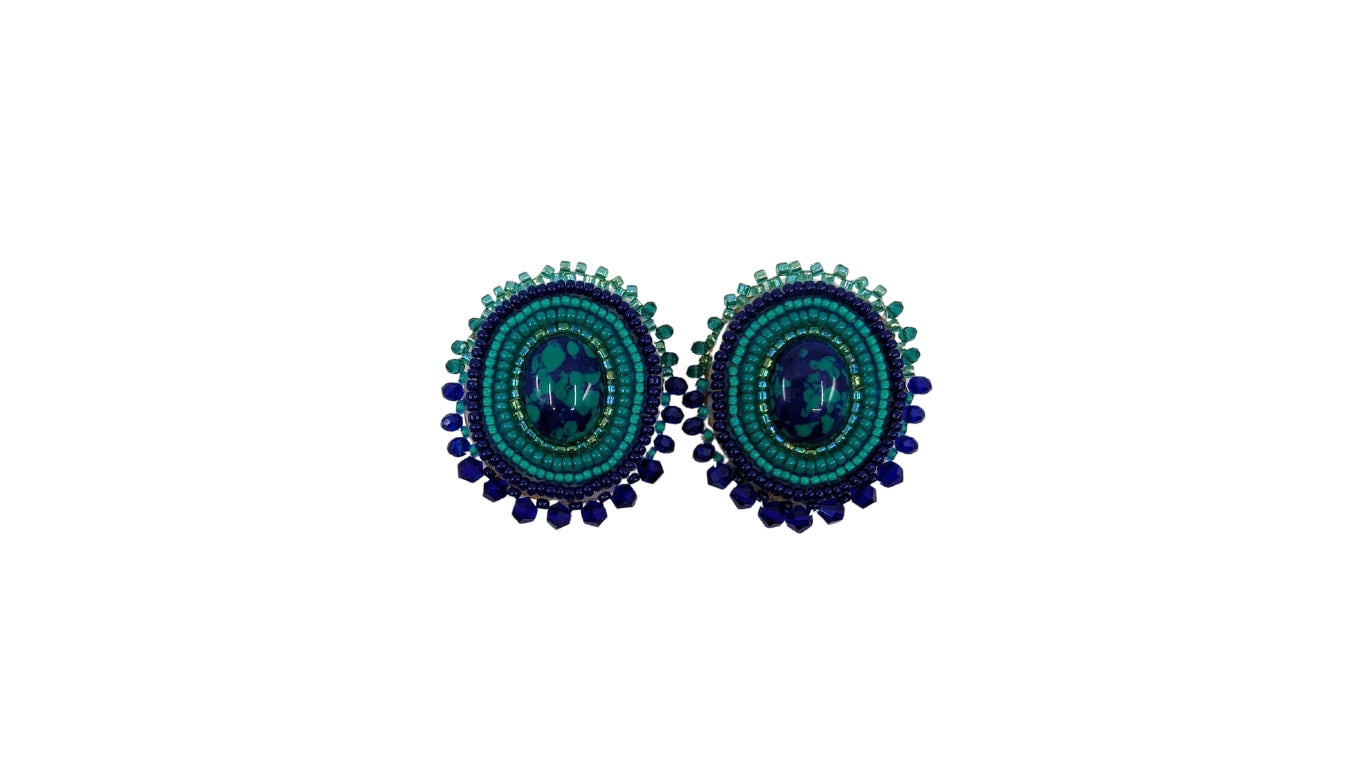 Blue Green Beaded Earrings