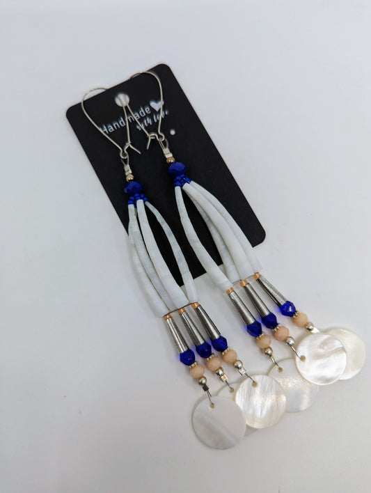 Dentalium Cobalt Blue Shell Earrings